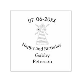 Carimbo Auto Entintado Laranja que segundo aniversário crianças retro bri