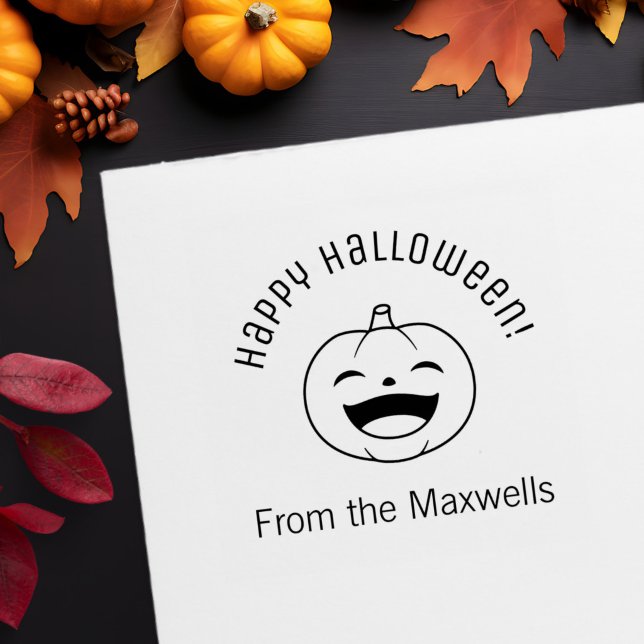 Carimbo Auto Entintado Laughing Halloween Pumpkin Arch Message (Criador carregado)