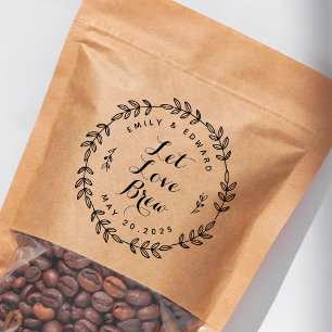 Carimbo Auto Entintado Laurel Wreath Let Love Brew Wedding Favor
