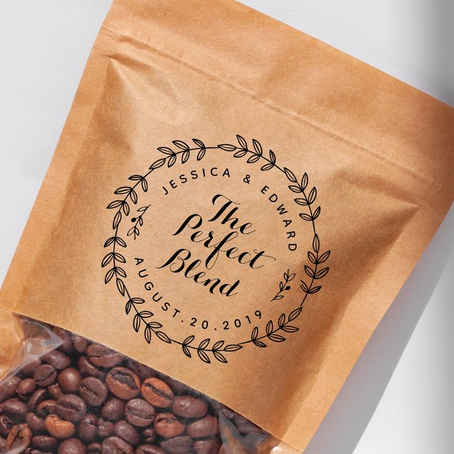 Carimbo Auto Entintado Laurel Wreath The Perfect Blend Wedding Favor (Criador carregado)