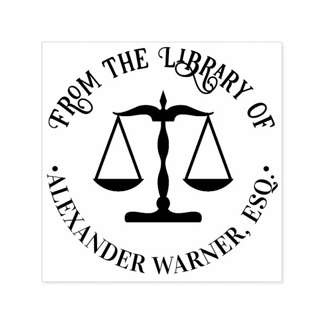 Carimbo Auto Entintado Lawyer Scales of Justice #2 Law Legal Library Book (Design)