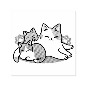 Carimbo Auto Entintado Lazer - Design de Gatos Preguiçosos