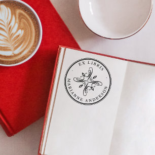 Carimbo Auto Entintado Legenda Damask & Typografia Nome Personalizado Ex