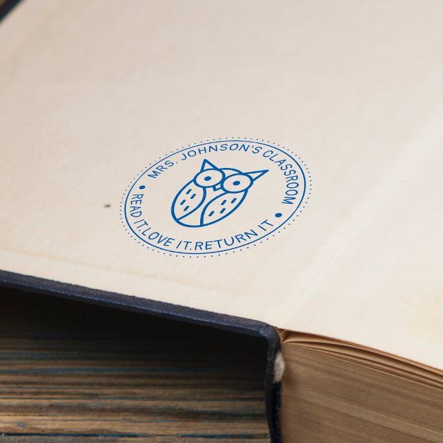 Carimbo Auto Entintado Leia Amo Devolvo Corujas Professores (Read It Love It Return It Owl Teachers Self-inking Stamp)