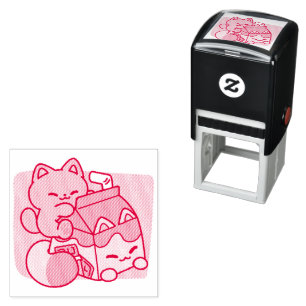 Carimbo Auto Entintado Leite de Chocolate Kawaii Gato – Bebida Aconchegan
