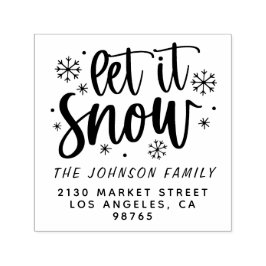 Carimbo Auto Entintado Let It Snow Moderno Nome da Família Endereço de Re