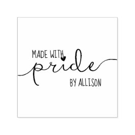 Carimbo Auto Entintado Letra de script personalizada feita com orgulho LG