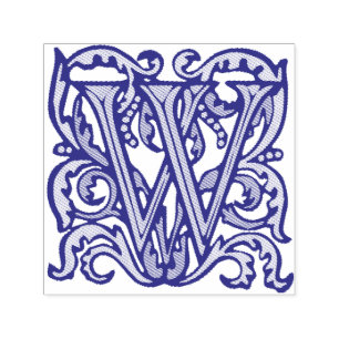 Carimbo Auto Entintado Letra medieval W do manuscrito