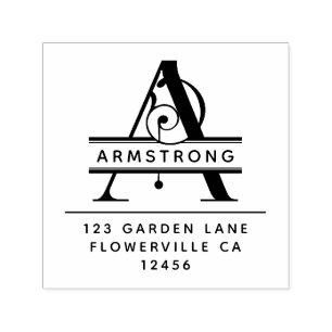 Carimbo Auto Entintado Letra principal extravagante - A - monograma do