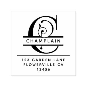 Carimbo Auto Entintado Letra principal extravagante - C - monograma do