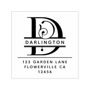 Carimbo Auto Entintado Letra principal extravagante - D - monograma do