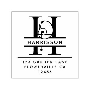 Carimbo Auto Entintado Letra principal extravagante - H - monograma do