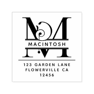 Carimbo Auto Entintado Letra principal extravagante - M - monograma do