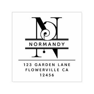 Carimbo Auto Entintado Letra principal extravagante - N - monograma do