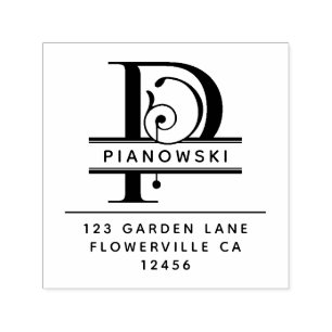 Carimbo Auto Entintado Letra principal extravagante - P - monograma do