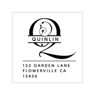 Carimbo Auto Entintado Letra principal extravagante - Q - monograma do