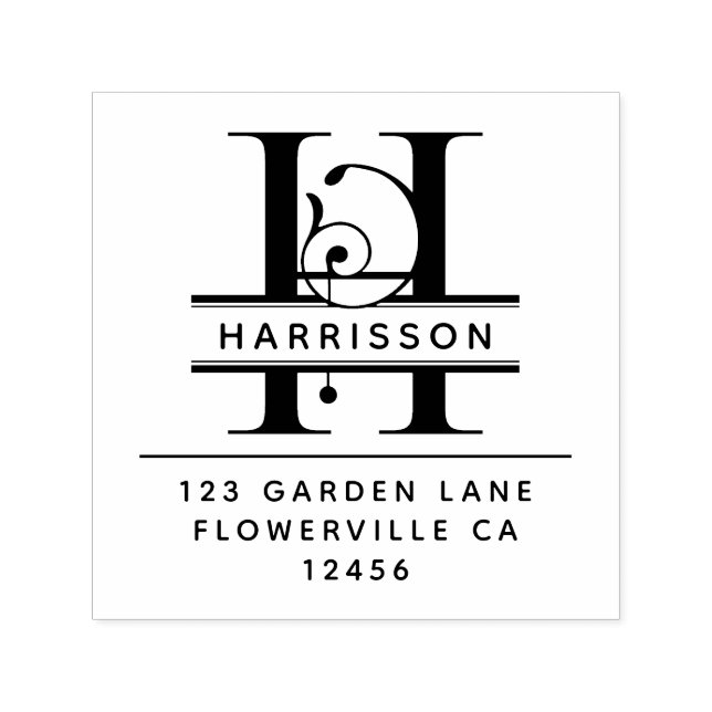 Carimbo Auto Entintado Letra rico Cabeça - H - Monograma de Endereço de D (Design)