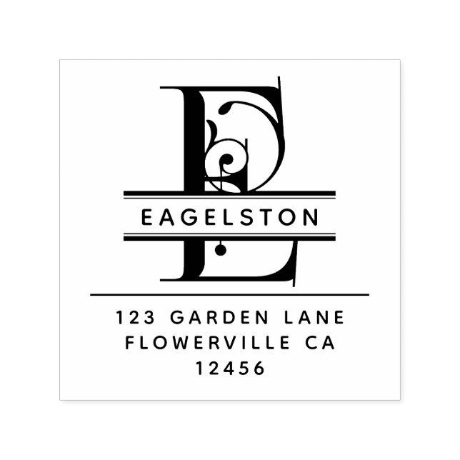 Carimbo Auto Entintado Letra rico - E - Monograma de Endereço de Devoluçã (Design)