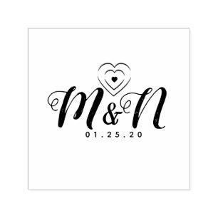 Carimbo Auto Entintado Letra Rústica Tripla do Coração