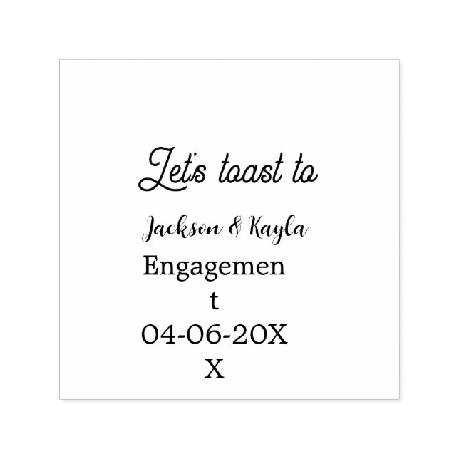 Carimbo Auto Entintado Let's toast to engagement party name date elegant  (Design)