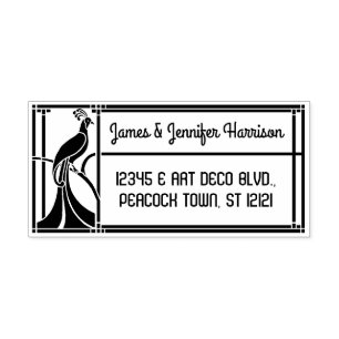 Carimbo Auto Entintado Limite de Deco de Arte de Peacock Nome e endereç