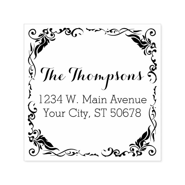 Carimbo Auto Entintado Limite Floral Ornamental Na moda (Design)