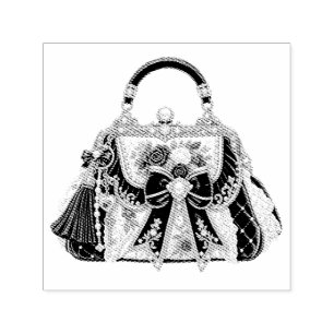 Carimbo Auto Entintado Linda Bolsa Vitoriana com Flores