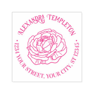 Carimbo Auto Entintado Lindo Nome de Flor Ranunculus Endereço de Devoluçã