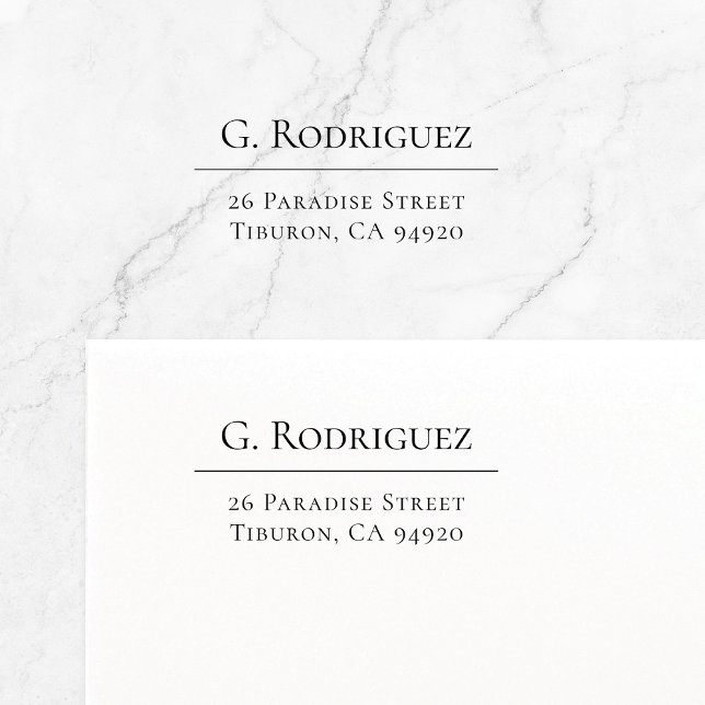 Carimbo Auto Entintado Linha de Elegância Moderna. Typo mínimo. Endereço  (Classic, elegant return address self-inking stamp featuring custom name and address with fine line.)