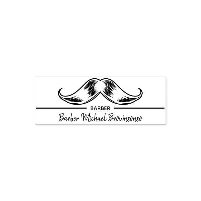 Carimbo Auto Entintado Linha Logotipo Bigode Barbearia Simples (Design)