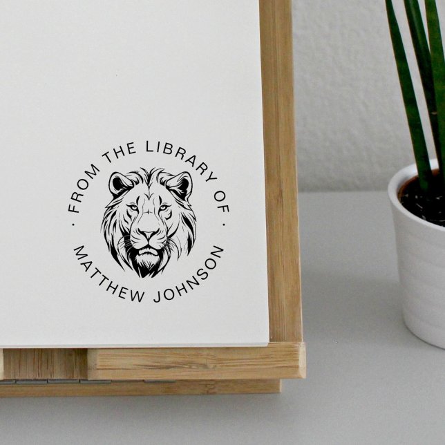 Carimbo Auto Entintado Lion Head Modern From The Library Of Custom Book (Criador carregado)