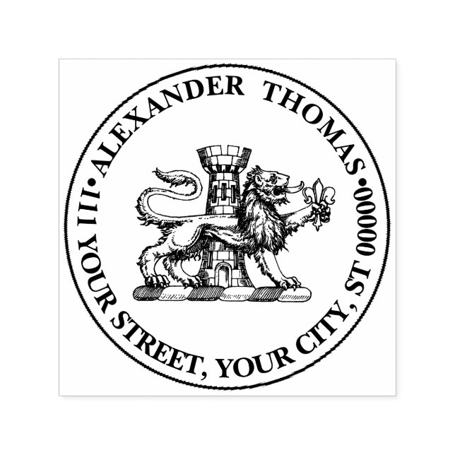 Carimbo Auto Entintado Lion Tower Fleur de Lis Crest Emblem C (Design)