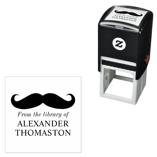 Carimbo Auto Entintado Livro da Biblioteca Silhouette Curly Mustache (In Situ)