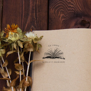 Carimbo Auto Entintado Livro de Biblioteca Elegante de Nome Personalizado