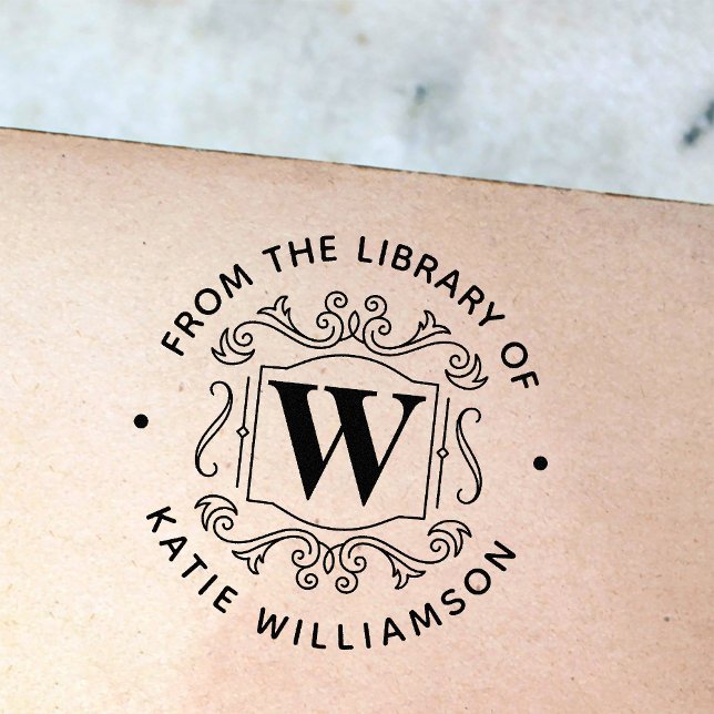 Carimbo Auto Entintado Livro de Biblioteca Pessoal Clássico do Monograma  (Criador carregado)