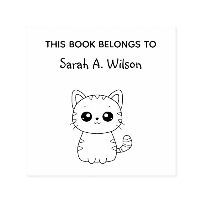 Carimbo Auto Entintado Livro de Gato de Kawaii Bonito Pertence Personaliz (Design)