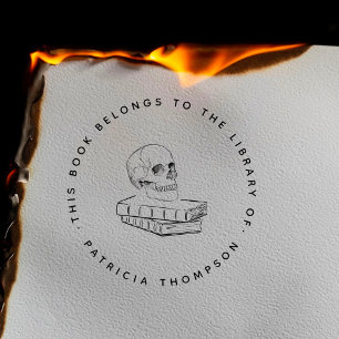 Carimbo Auto Entintado Livro Gótico Minimalista Da Biblioteca