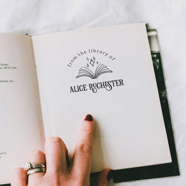 Carimbo Auto Entintado Livro Magnético Biblioteca Pessoal Livro de Nomes  (Stamp Mock-up)