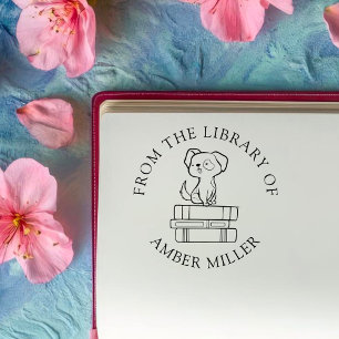 Carimbo Auto Entintado Livro Personalizado Cachorro Bonito em Livros