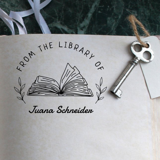 Carimbo Auto Entintado Livro Personalizado de Biblioteca Simples desenhad (Criador carregado)