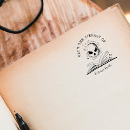 Carimbo Auto Entintado Livro Personalizado Gótico Da Biblioteca Do Crânio