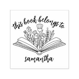 Carimbo Auto Entintado Livros com Flores Este Livro Pertence