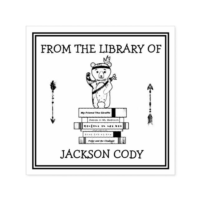 Carimbo Auto Entintado Livros De Urso E Setas Cutas Da Biblioteca Da Cria (Design)