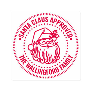 Carimbo Auto Entintado Logotipo da Face do Papai Noel, Nome da Família Ap