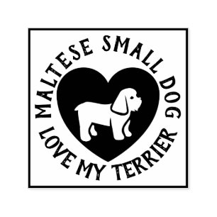 Carimbo Auto Entintado logotipo de cão Terrier Maltês Amor Scrapbooking