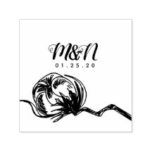 Logotipo de Casamento Algodão Mão Desenhada