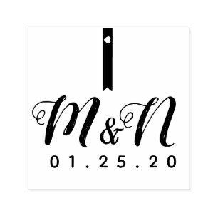 Carimbo Auto Entintado Logotipo de Casamento Coração Minimalista Barra Só