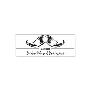 Carimbo Auto Entintado Logotipo de linha bigode Simples Barbershop