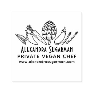 Carimbo Auto Entintado Logotipo de Negócios de Vegetais Veganos Profissio
