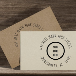 Carimbo Auto Entintado Logotipo de Negócios Moderno Endereço de Devolução